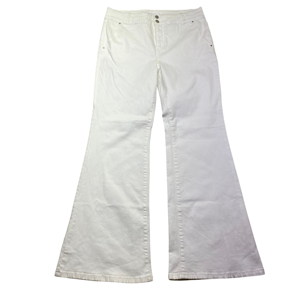 RISEN JEANS Women's High‎ Rise White Flare Leg Denim Pants Size 2XL Fits 34"
